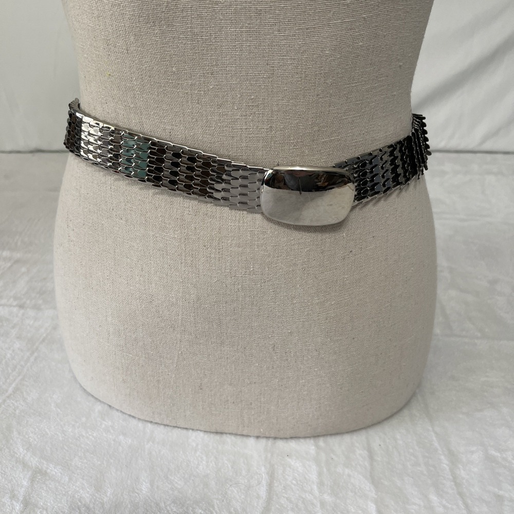 Vintage Silver Tone Metal Snake Fish Scale Retro Womens Fashion Belt Stretch